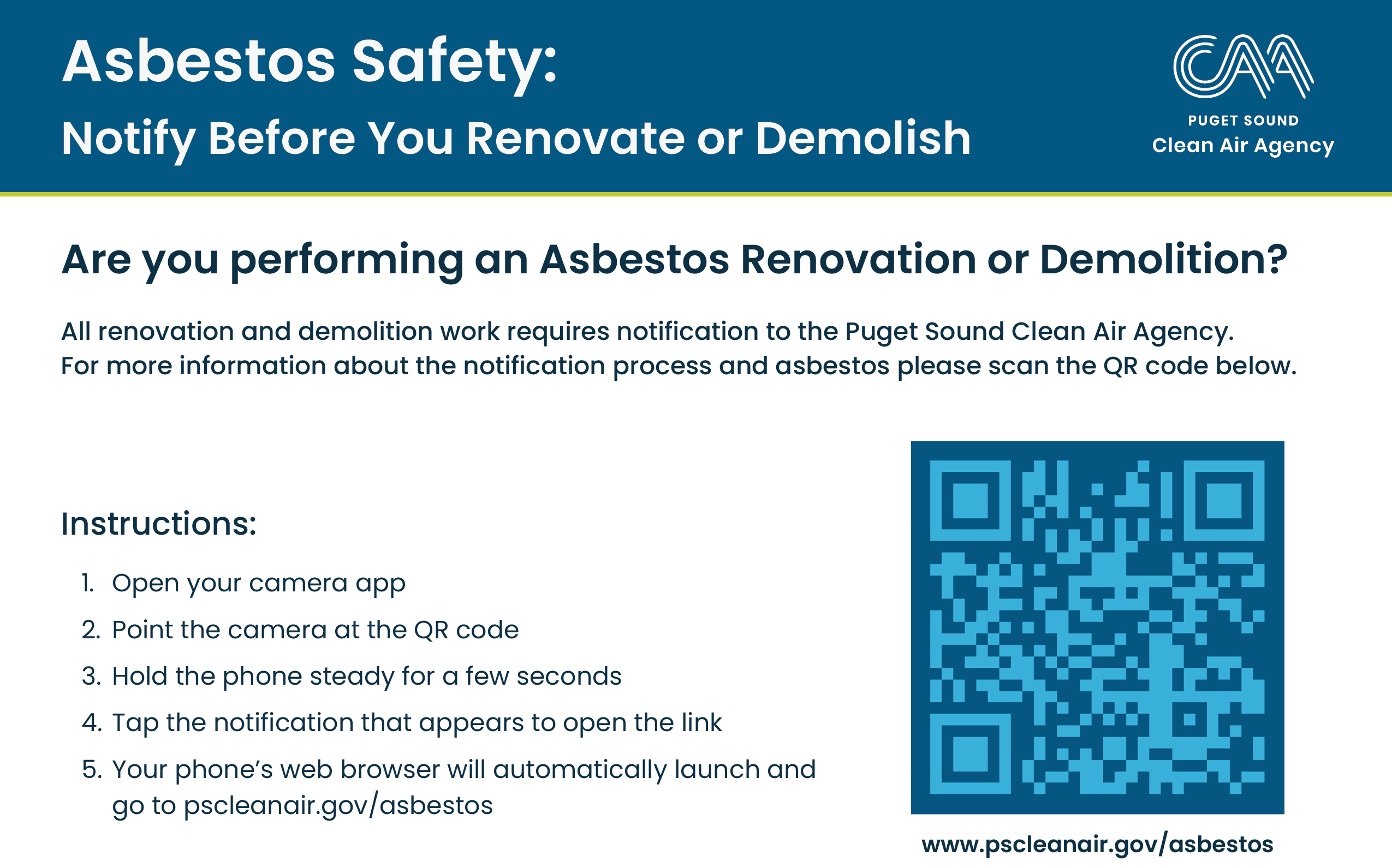 Asbestos QR Code with Instructions