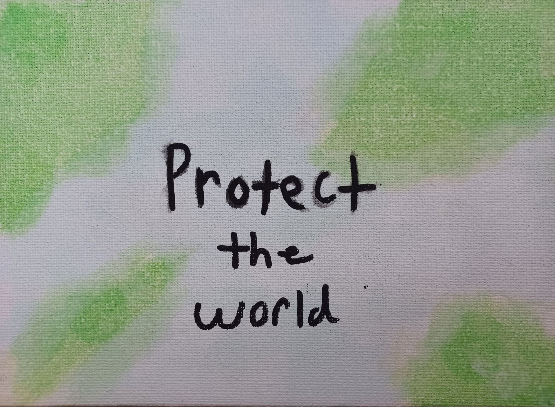 Illustration with the message 'Protect the world'