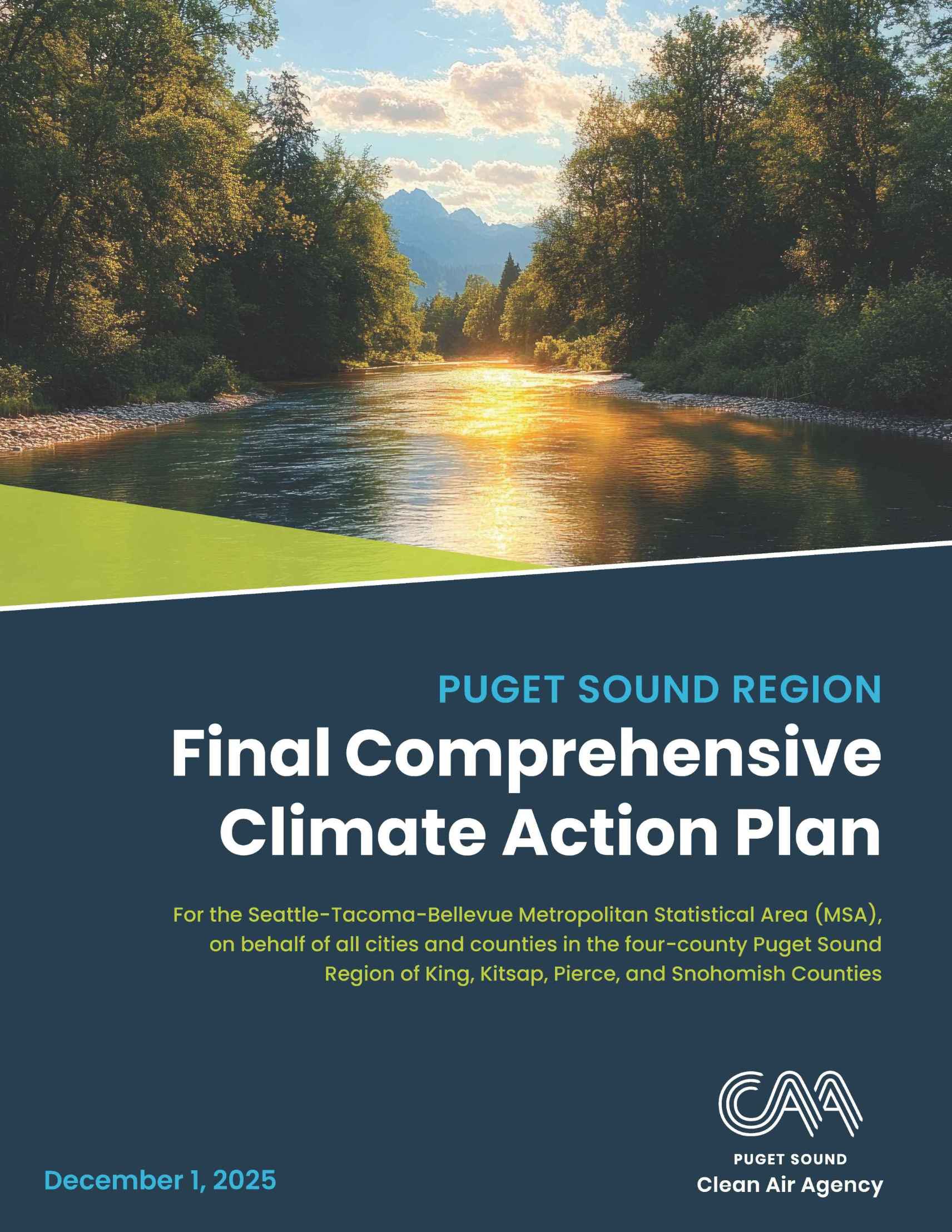 Cover page of the Comprehensive Climate Action Plan for the Puget Sound Region